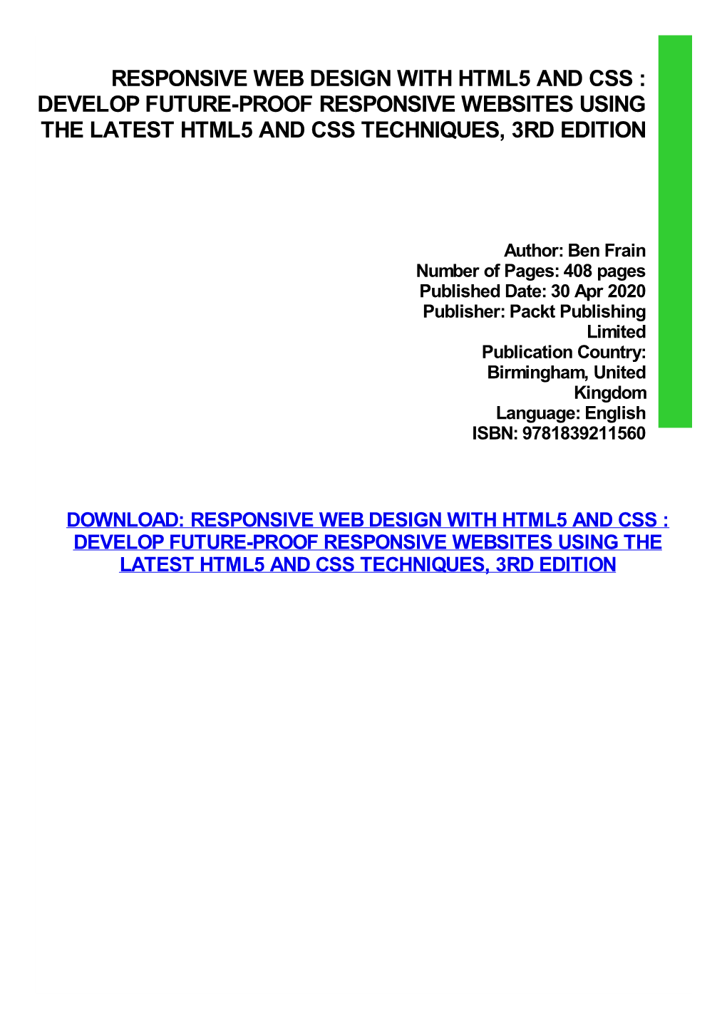 {PDF} Responsive Web Design with HTML5 And