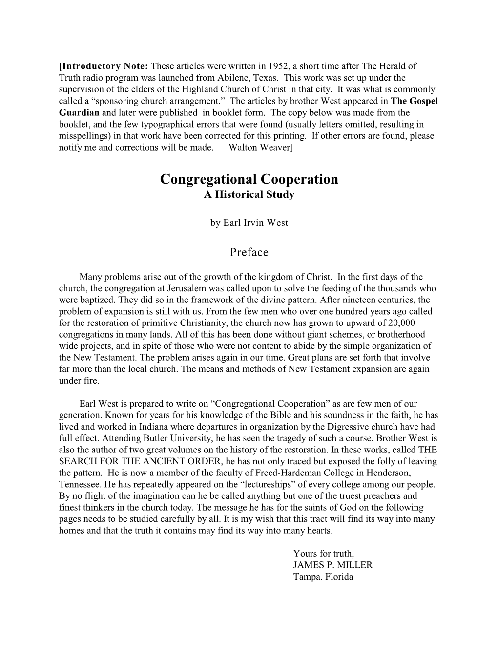 Congregational Cooperation a Historical Study