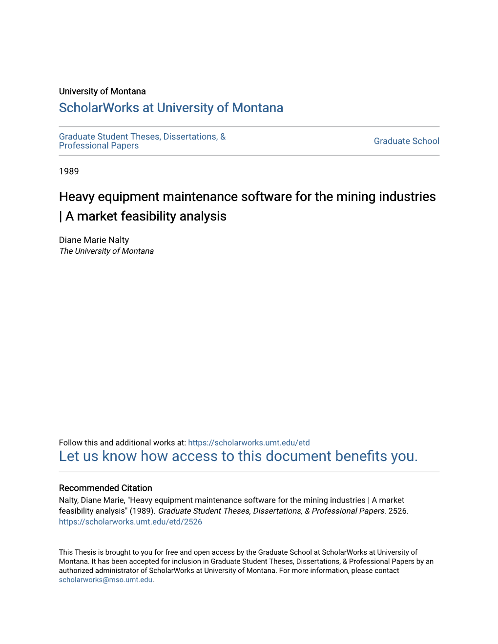Heavy Equipment Maintenance Software for the Mining Industries | a Market Feasibility Analysis