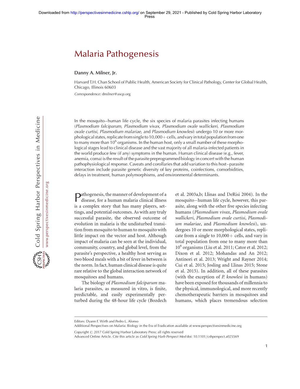 Malaria Pathogenesis