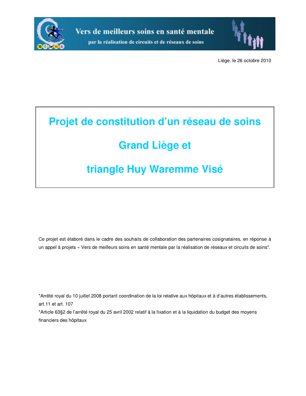 Projet De Constitution D'un Réseau De Soins Grand Liège Et Triangle Huy Waremme Visé
