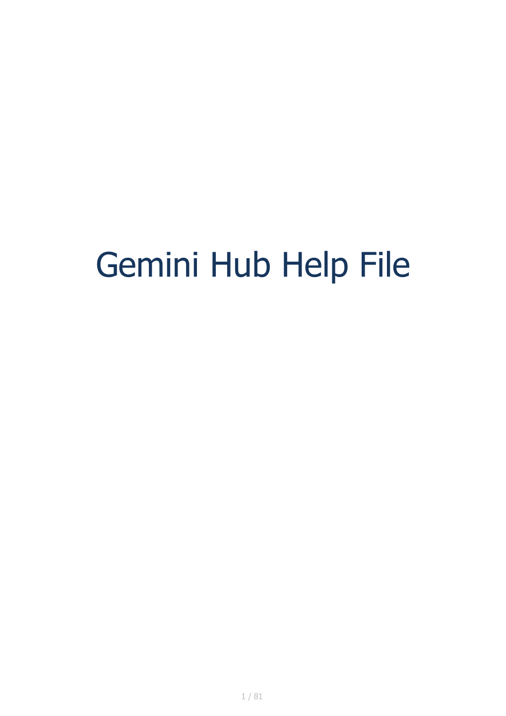 Gemini Hub Help File
