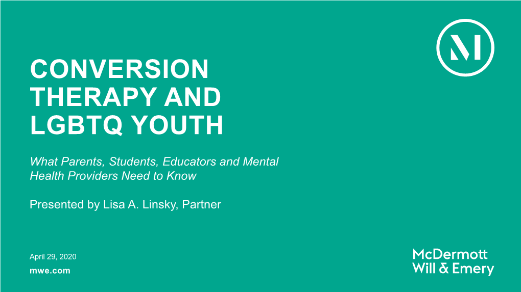 Conversion Therapy and Lgbtq Youth