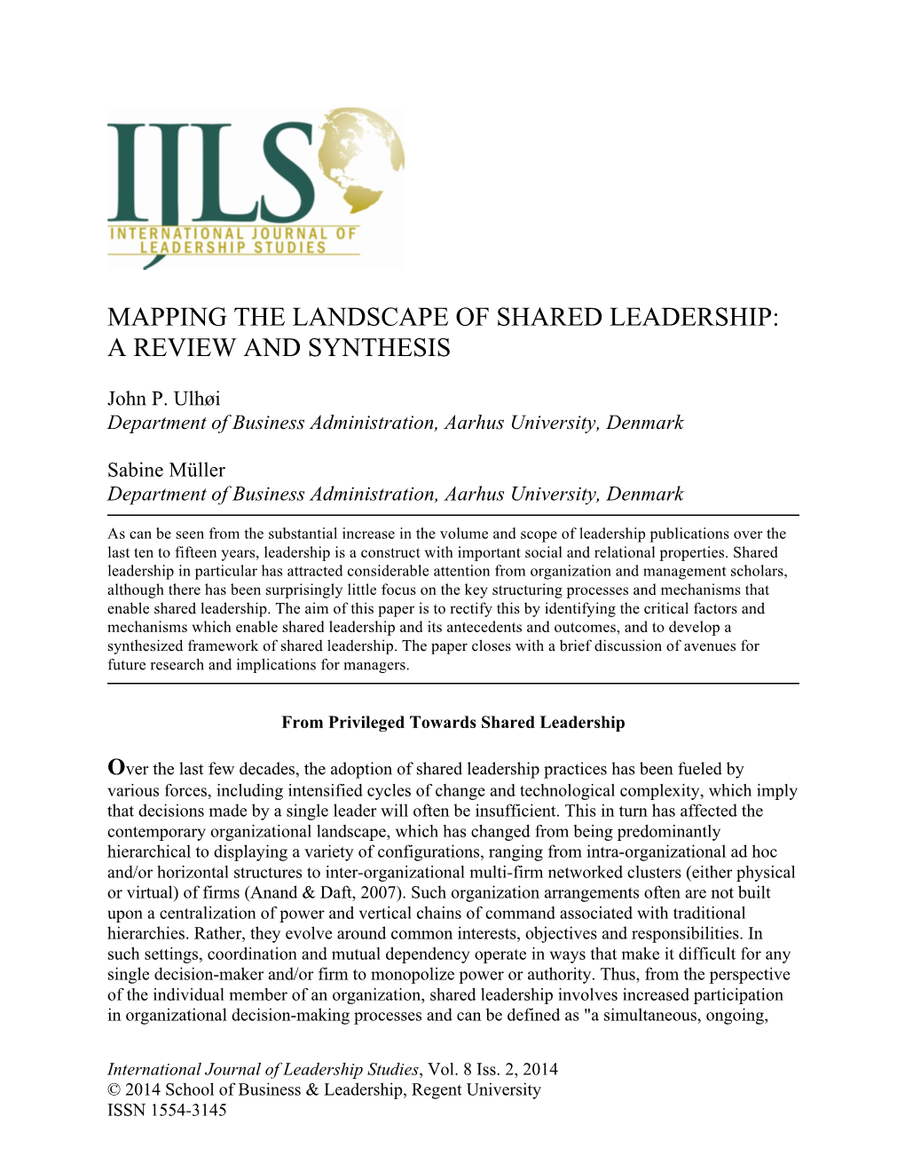 Mapping the Landscape of Shared Leadership: a Review and Synthesis