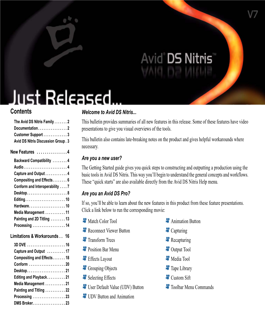 Avid DS Nitris Release Notes