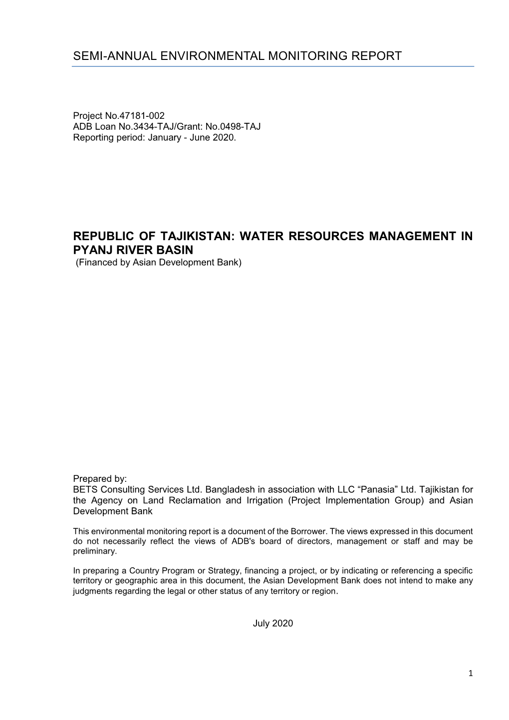 Semi-Annual Environmental Monitoring Report Republic