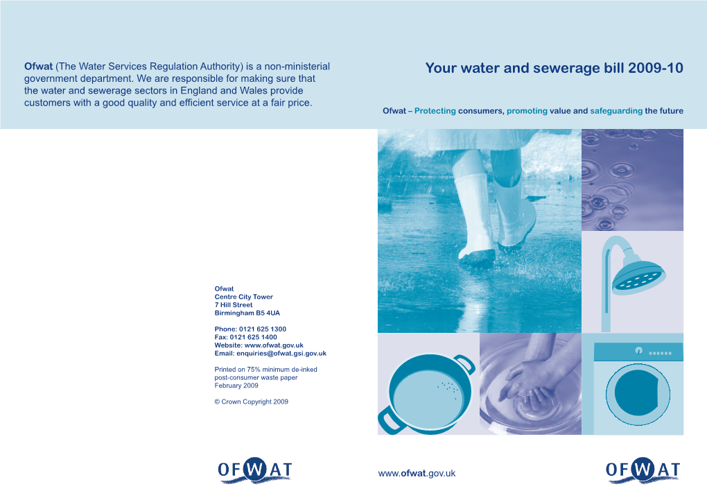 Your Water and Sewerage Bill 2009-10 Government Department