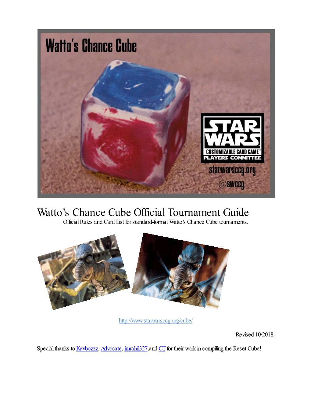 Watto's Chance Cube Official Tournament Guide