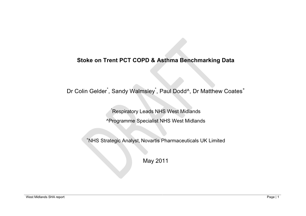 Stoke on Trent PCT COPD & Asthma Benchmarking Data