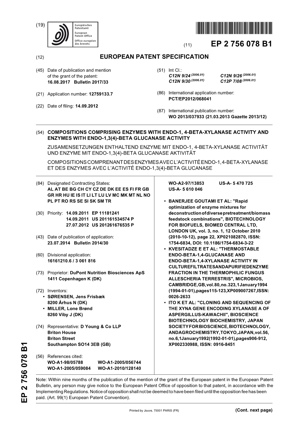 Compositions Comprising Enzymes with Endo-1, 4-Beta-Xylanase Activity and Enzymes with Endo-1,3(4)-Beta Glucanase Activity