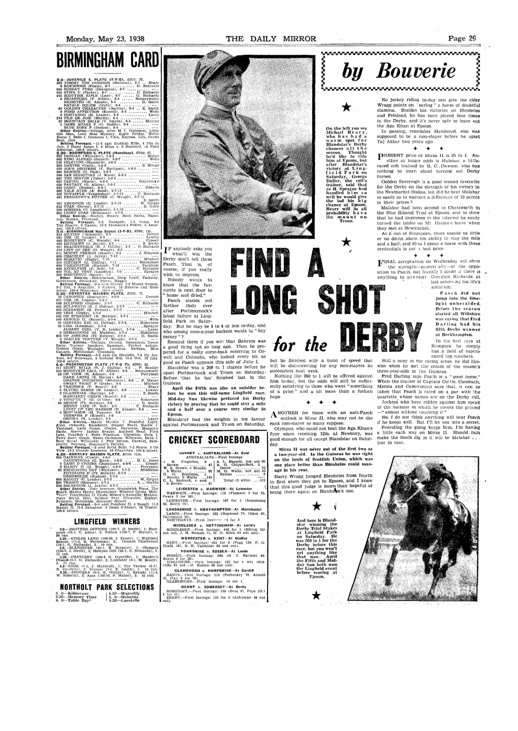 Monday, May 23, 1938 the DAILY Page 29 UNGFIELB WINNERS