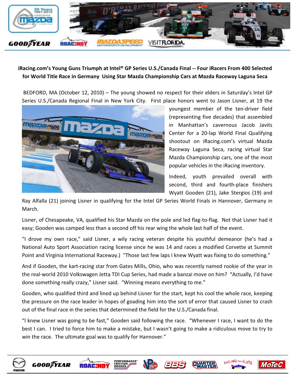 Iracing.Com's Young Guns Triumph at Intel® GP Series