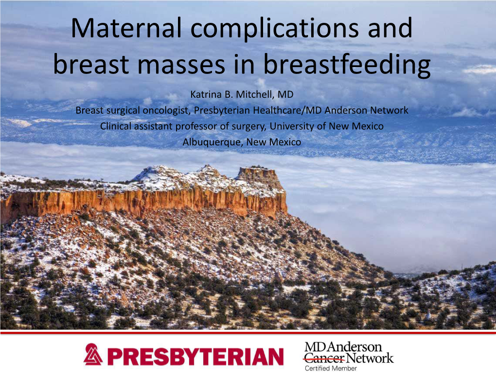 Managing Maternal Complications of Breastfeeding