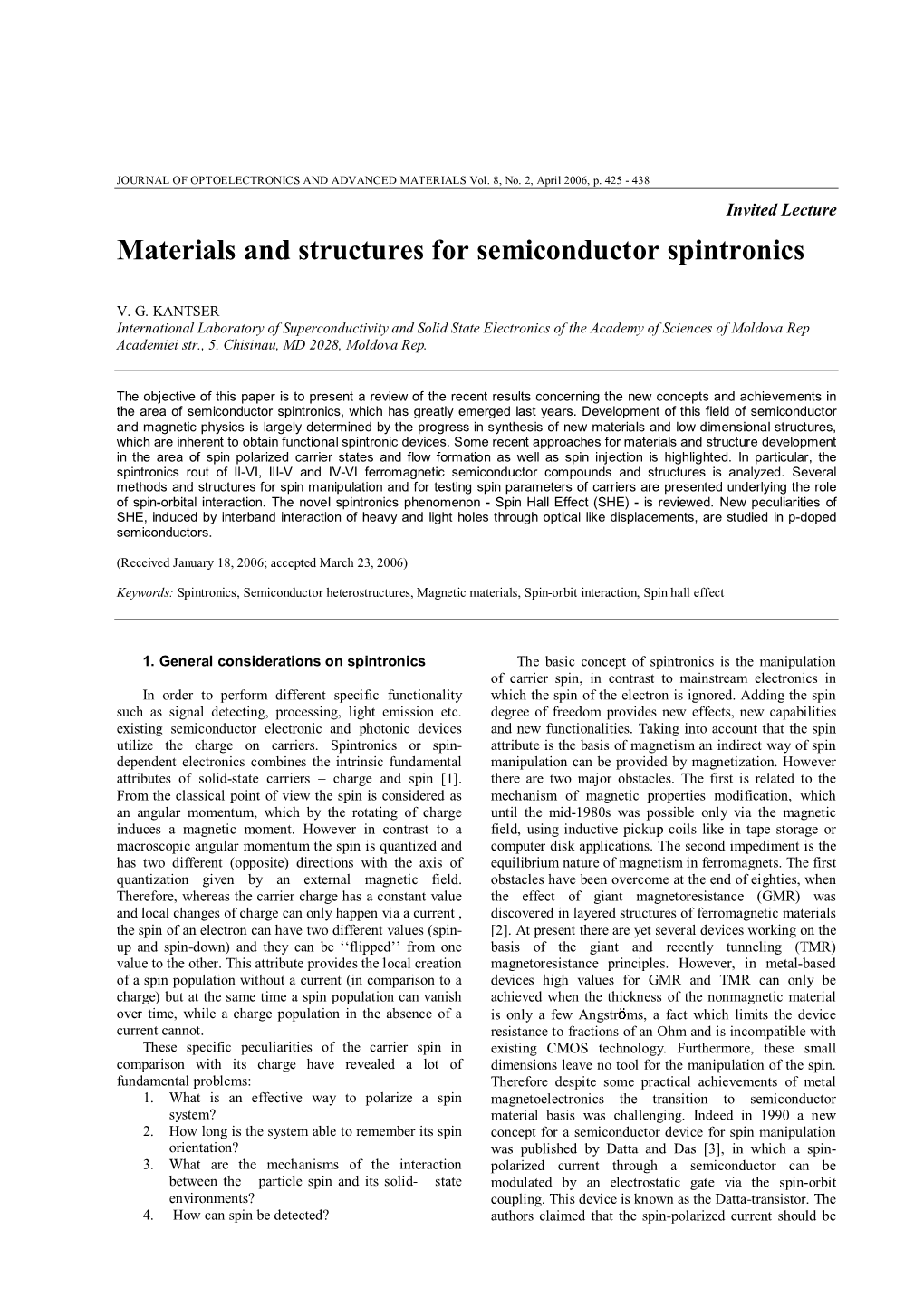 Materials and Structures for Semiconductor Spintronics