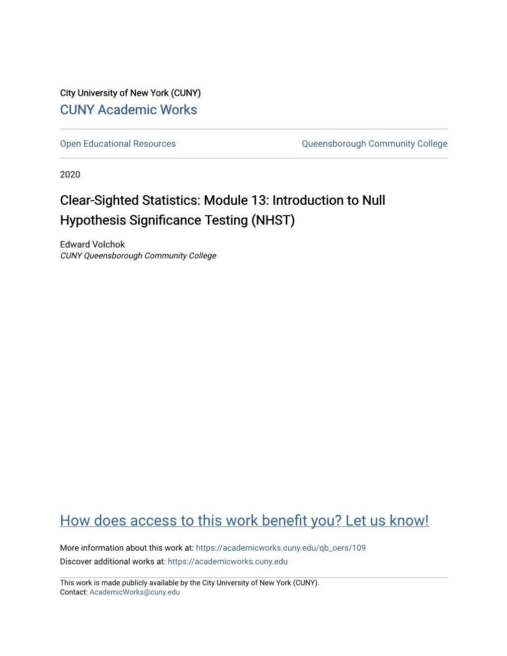 Introduction to Null Hypothesis Significance Testing (NHST)