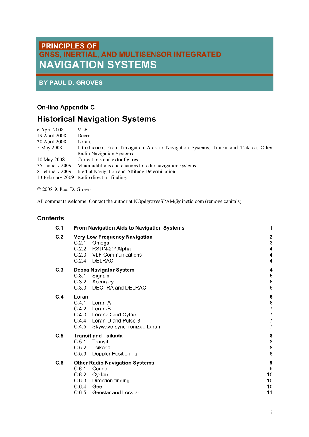 On-Line Appendix C: Historical Navigation Systems