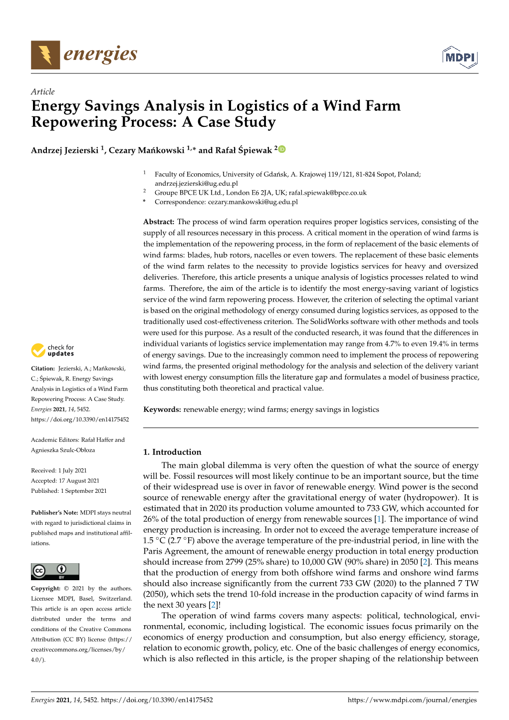 Energy Savings Analysis in Logistics of a Wind Farm Repowering Process: a Case Study