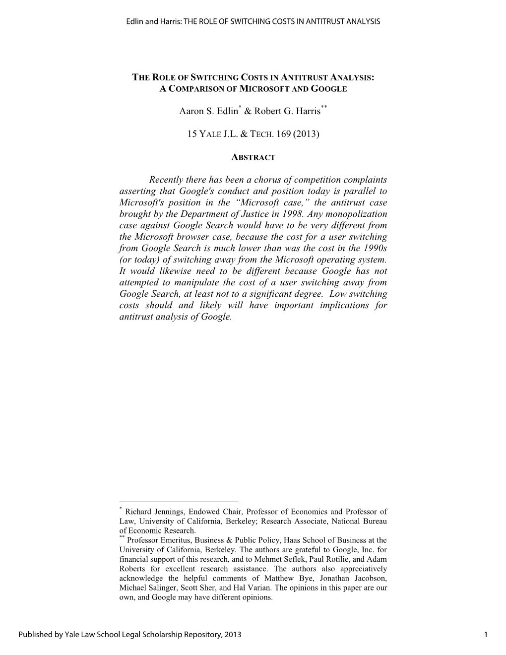 The Role of Switching Costs in Antitrust Analysis