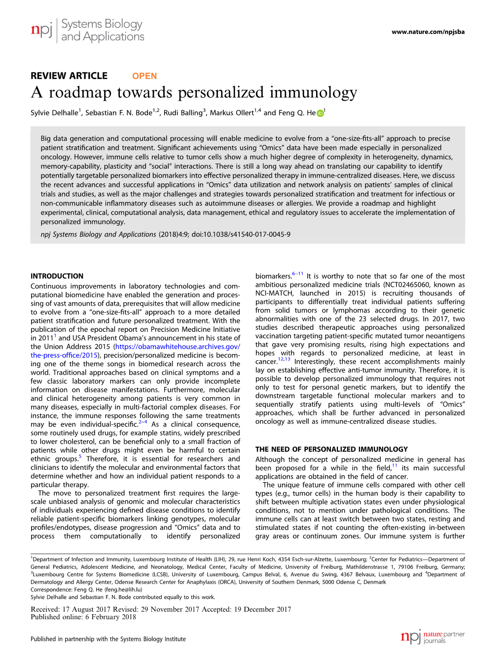 A Roadmap Towards Personalized Immunology