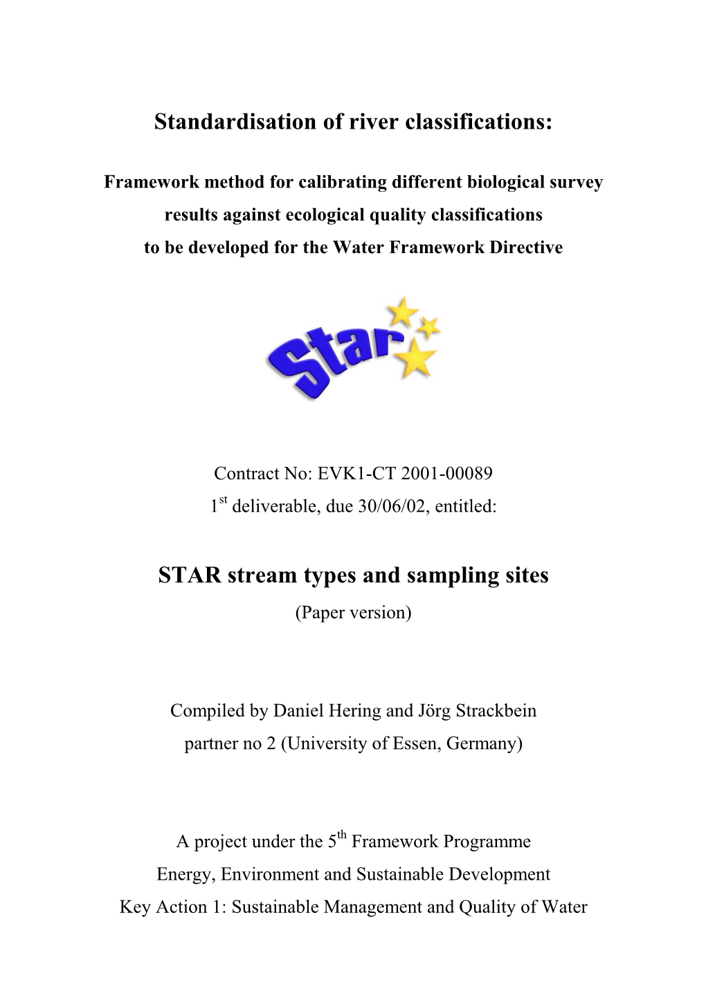 Standardisation of River Classifications: STAR Stream Types