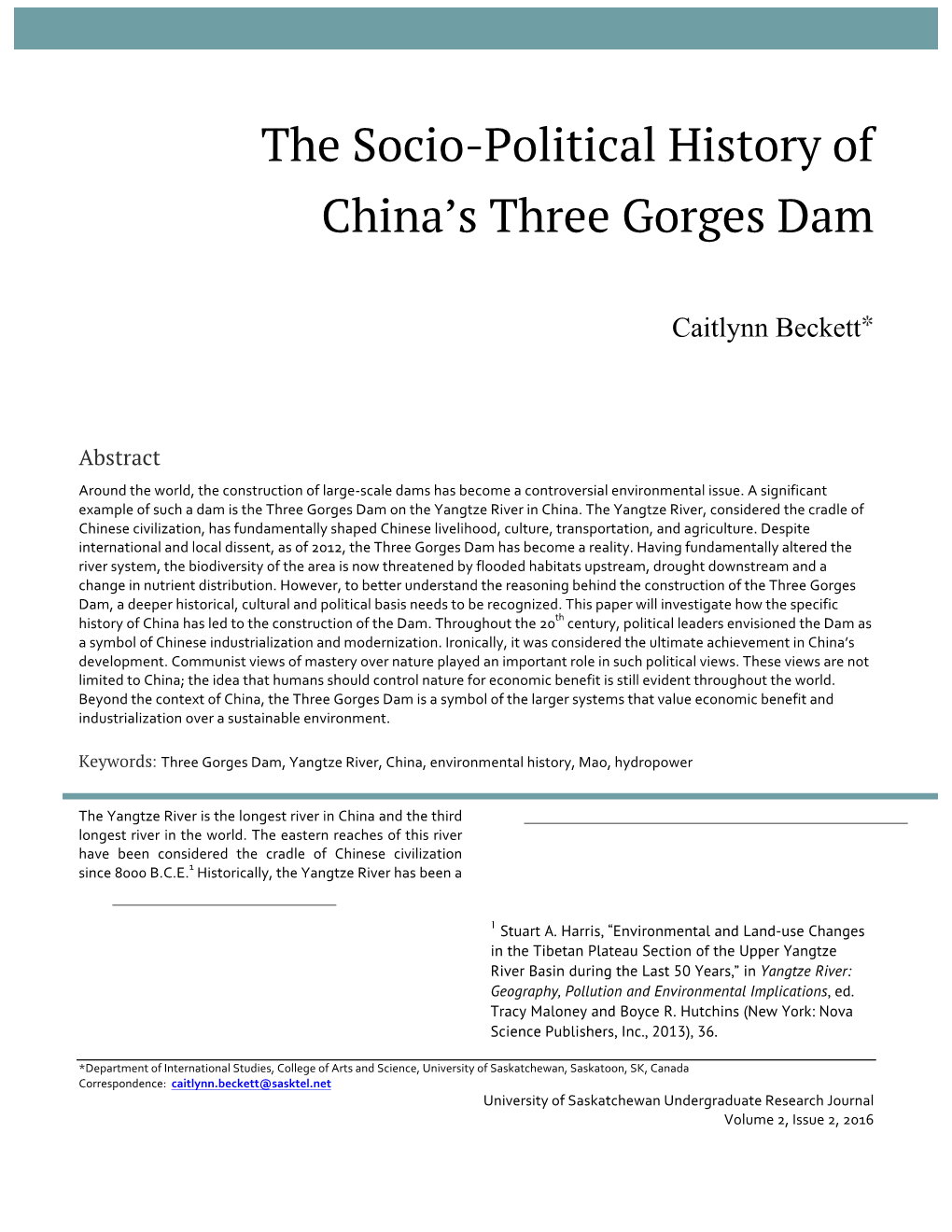 The Socio-Political History of China's Three Gorges