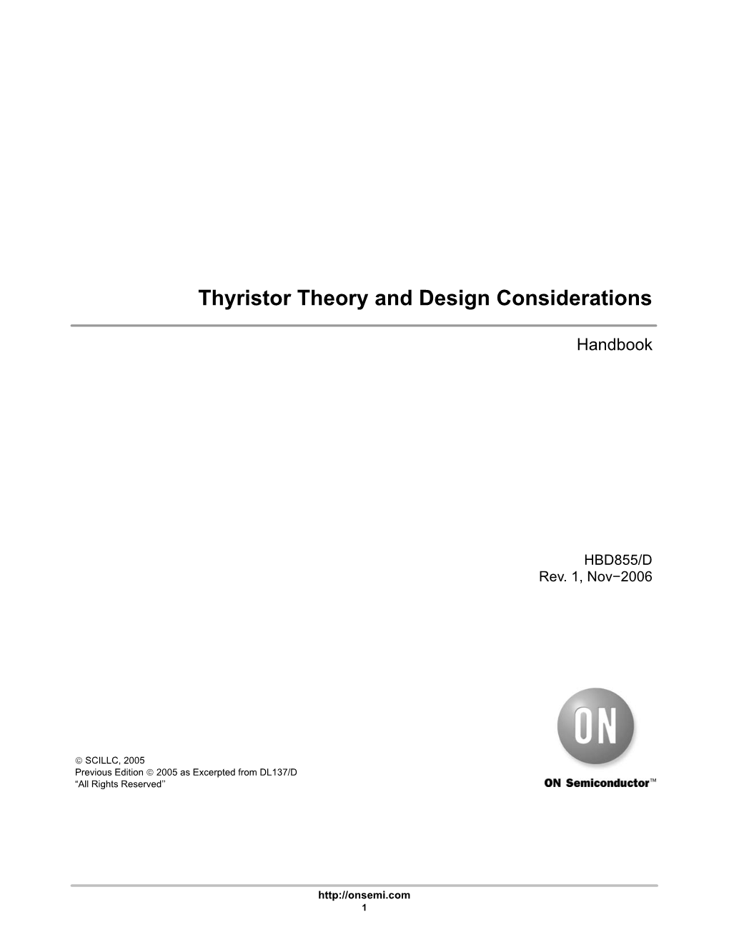 Thyristor Theory and Design Considerations