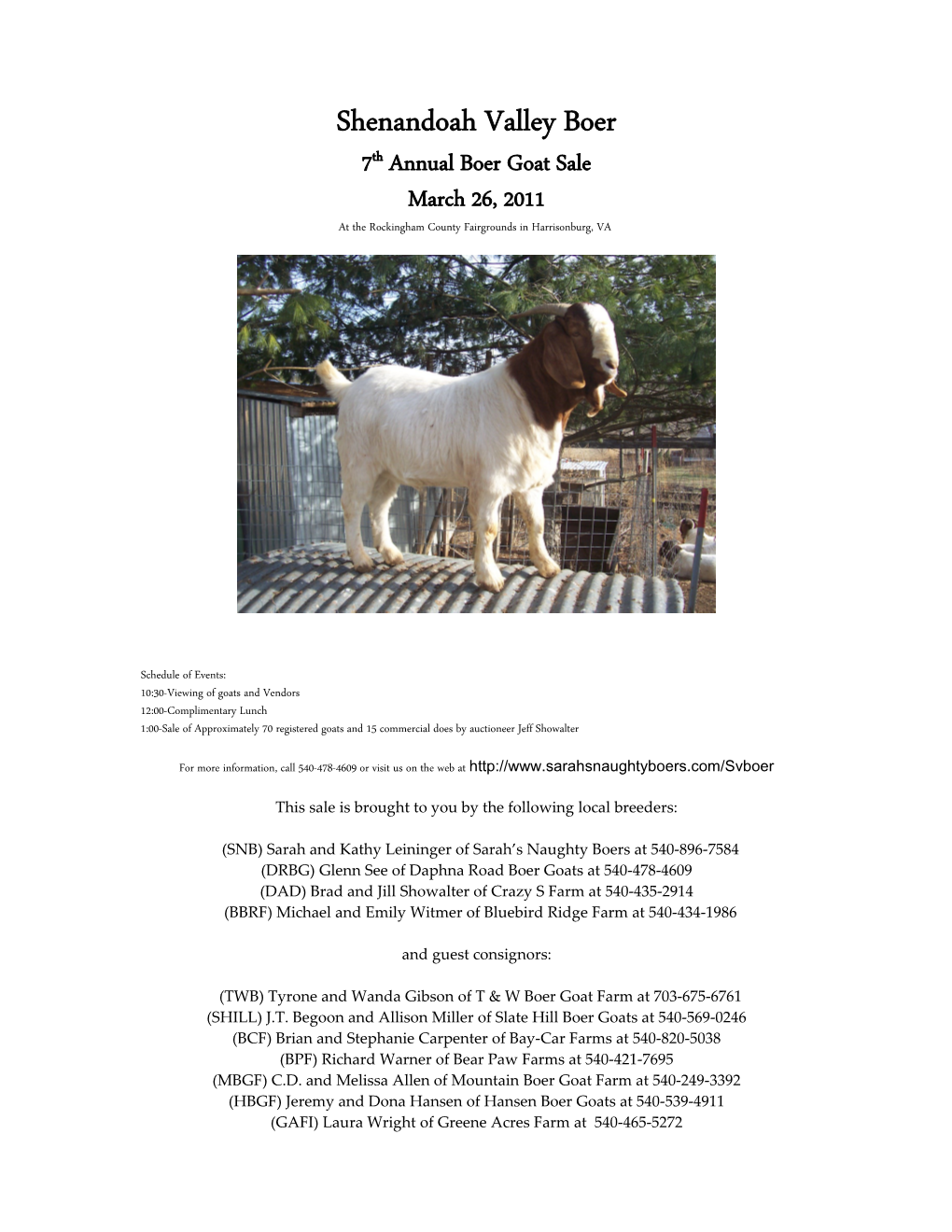 7Th Annual Boer Goat Sale