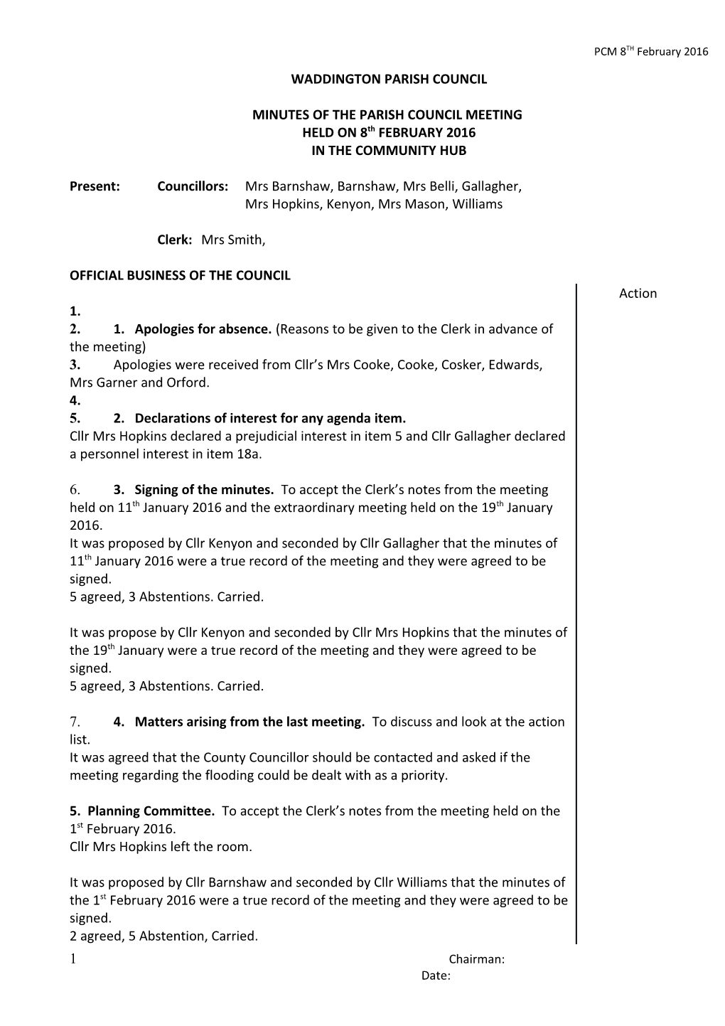 Minutes of the Parish Council Meeting s7