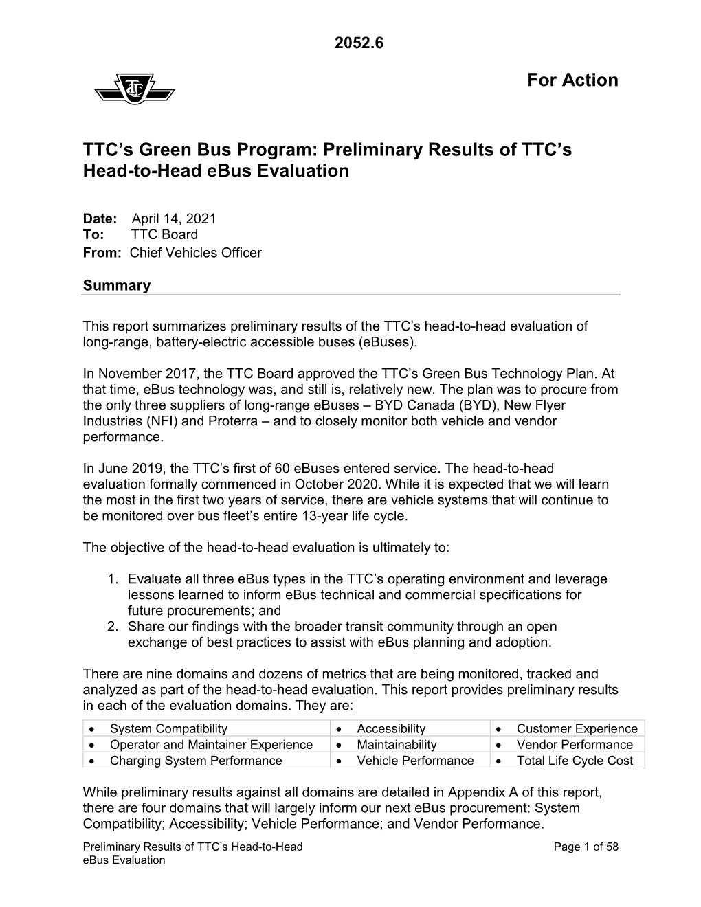 Preliminary Results of TTC's Head-To-Head Ebus Evaluation