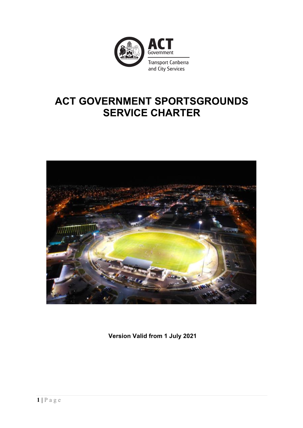 Act Government Sportsgrounds Service Charter