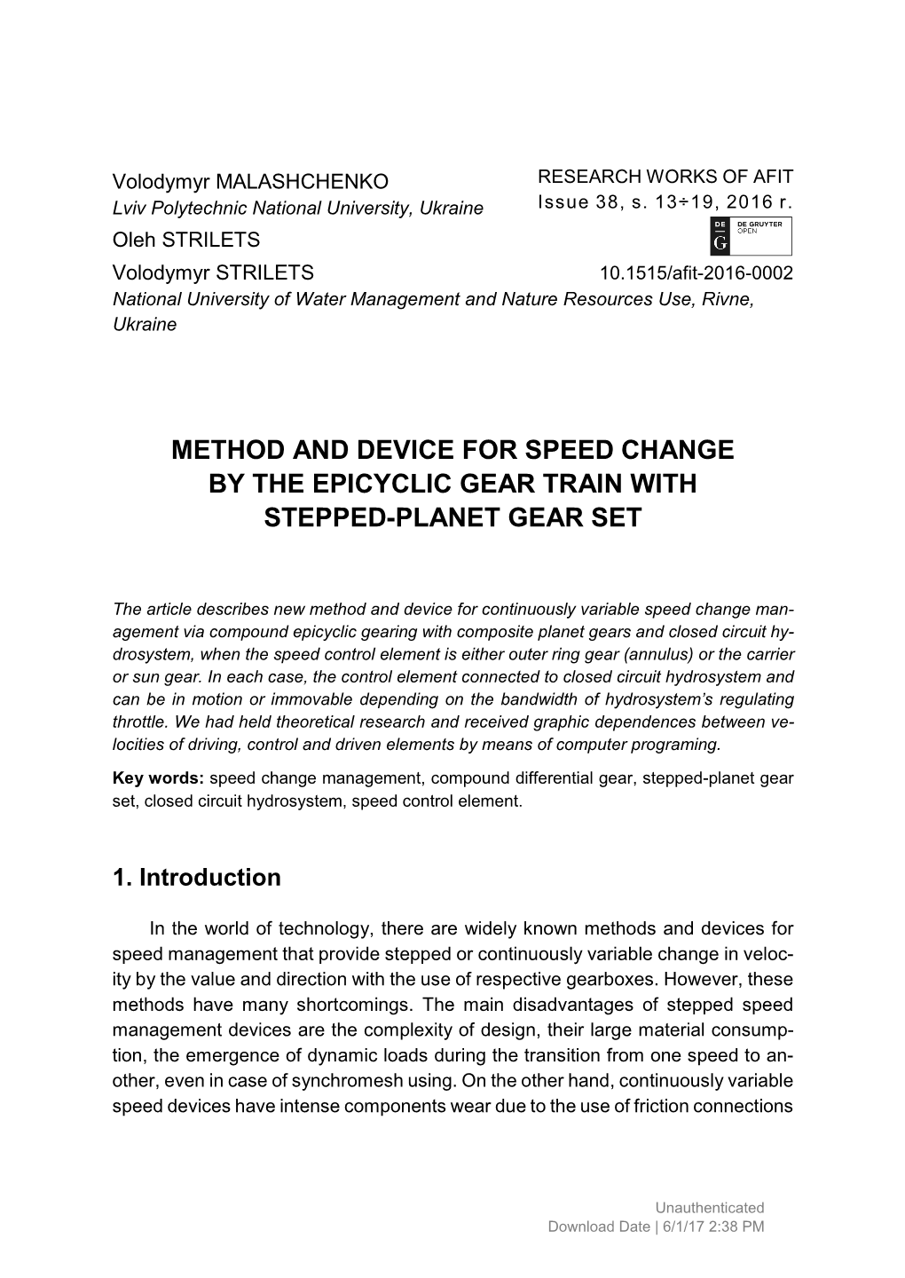 Method and Device for Speed Change by the Epicyclic Gear Train with Stepped-Planet Gear Set