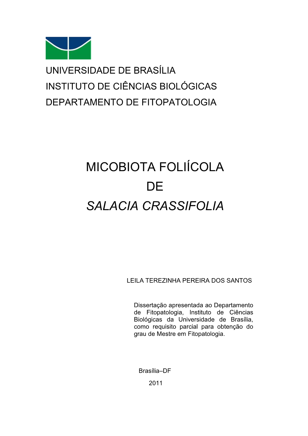 Universidade De Brasília Instituto De Ciências Biológicas