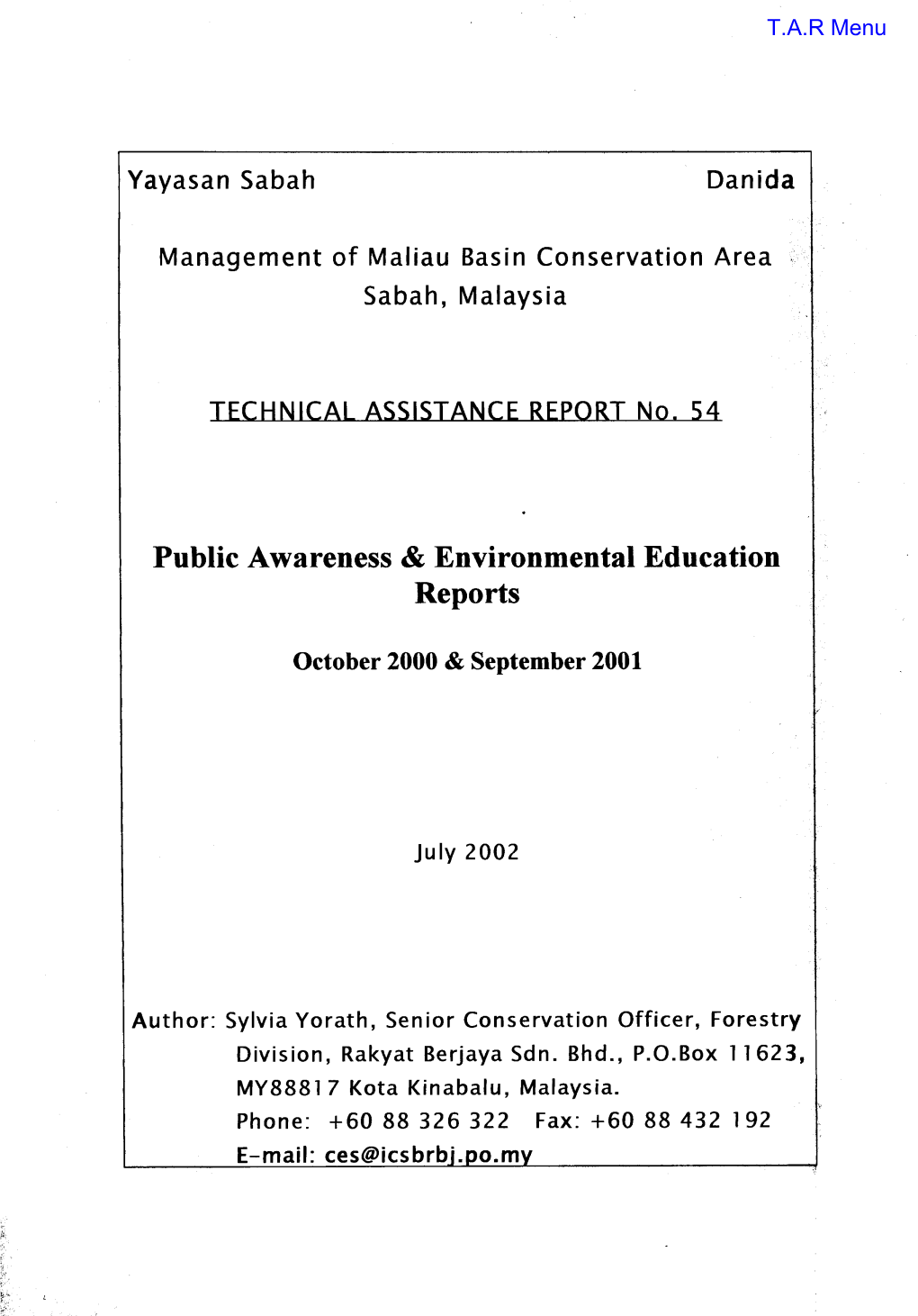 Public Awareness & Environmental Education Reports