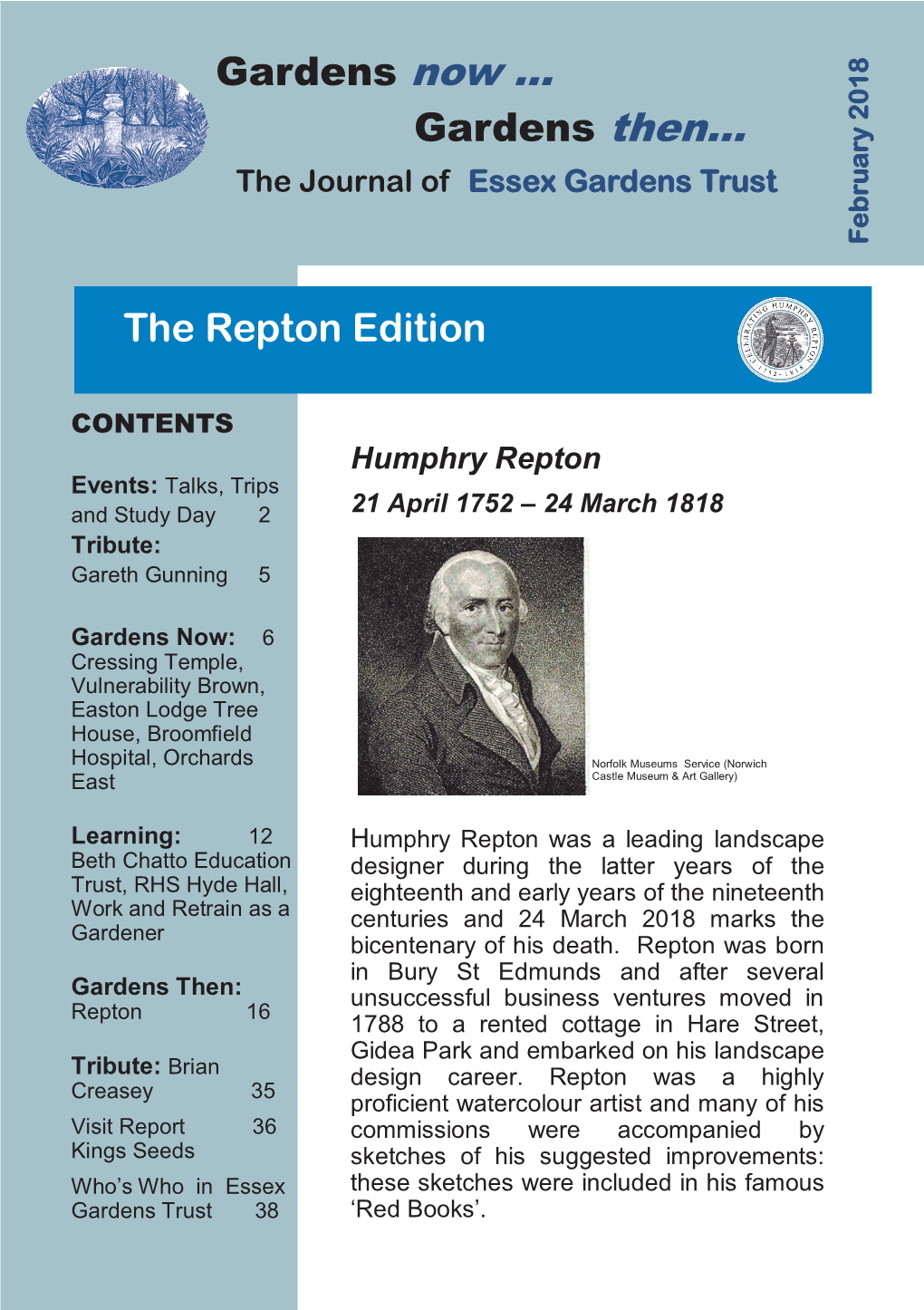 Essex Gardens Trust Repton Edition February 2018