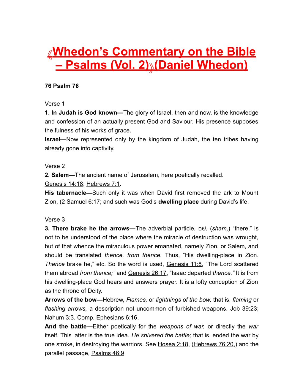 Whedon S Commentary on the Bible Psalms (Vol. 2) (Daniel Whedon)