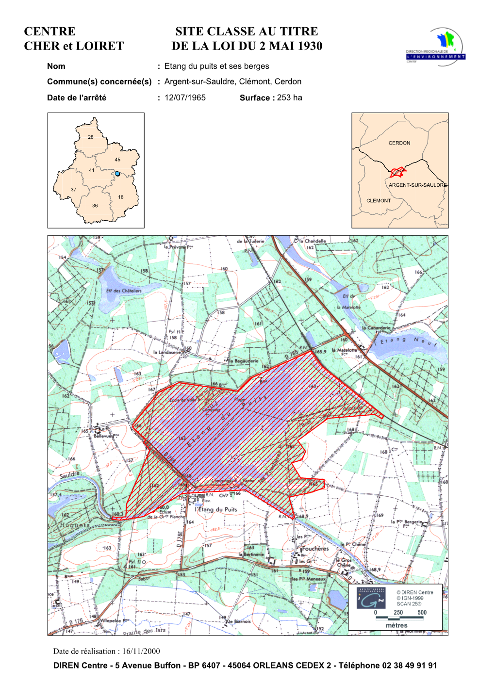 SITE CLASSE AU TITRE DE LA LOI DU 2 MAI 1930 CENTRE CHER Et LOIRET