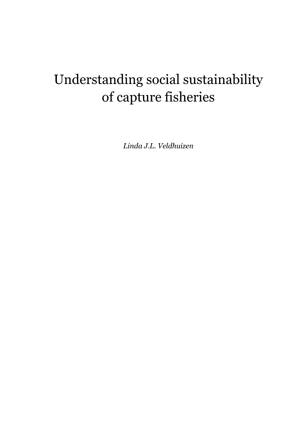 Understanding Social Sustainability of Capture Fisheries