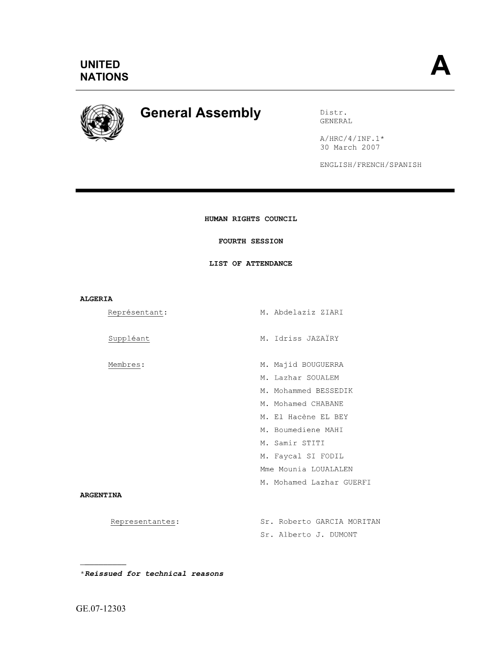 General Assembly Distr