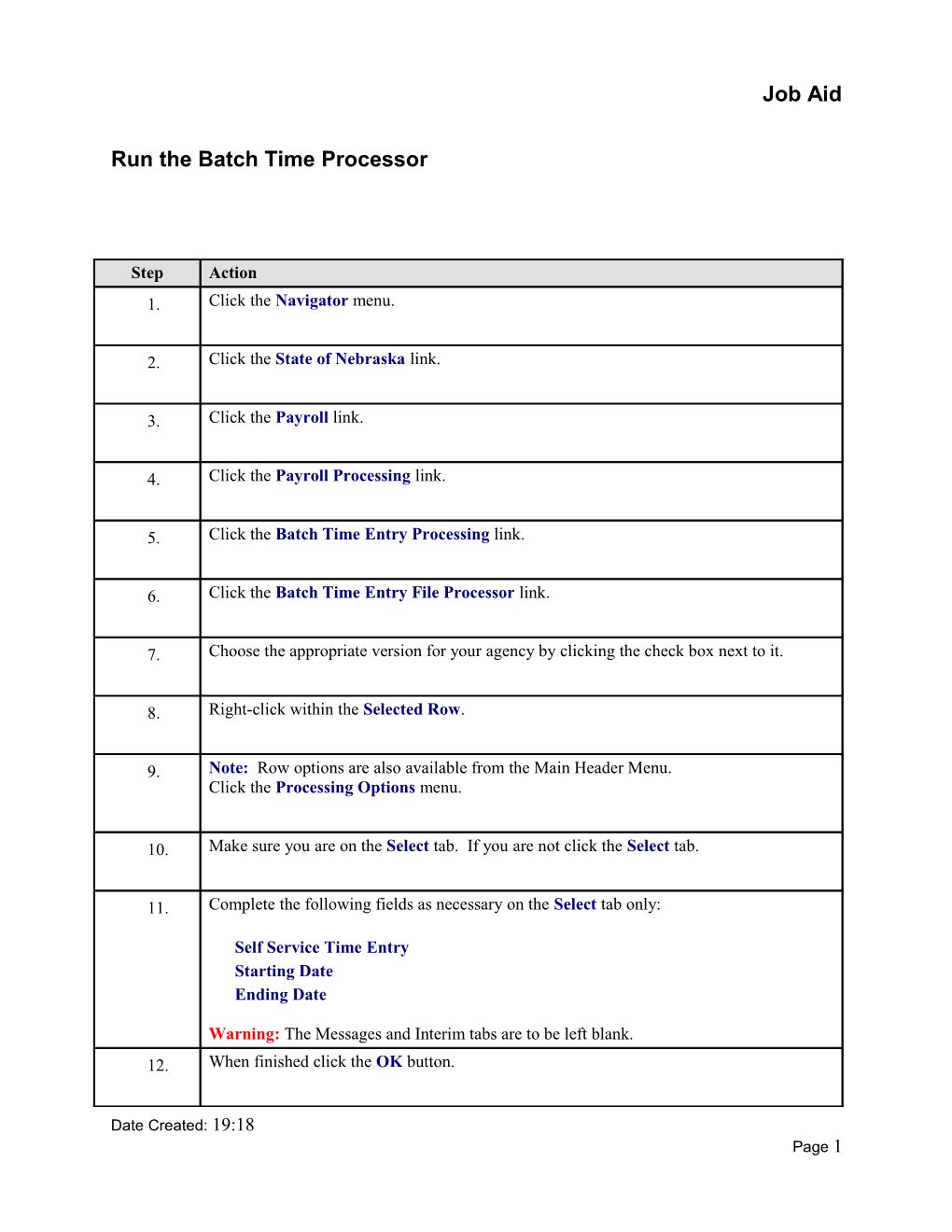 Run the Batch Time Processor