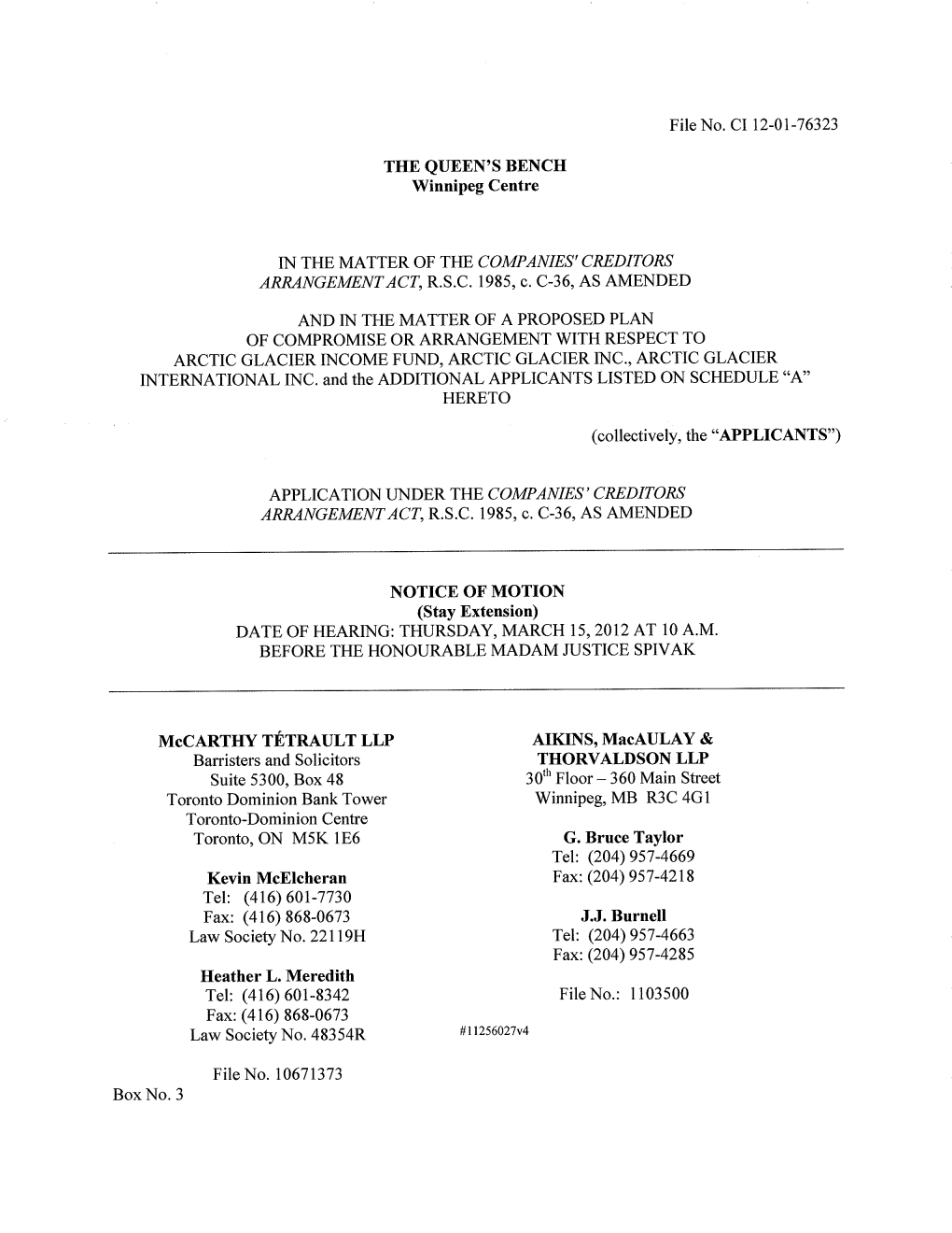 Notice of Motion (March 15 2012).Pdf