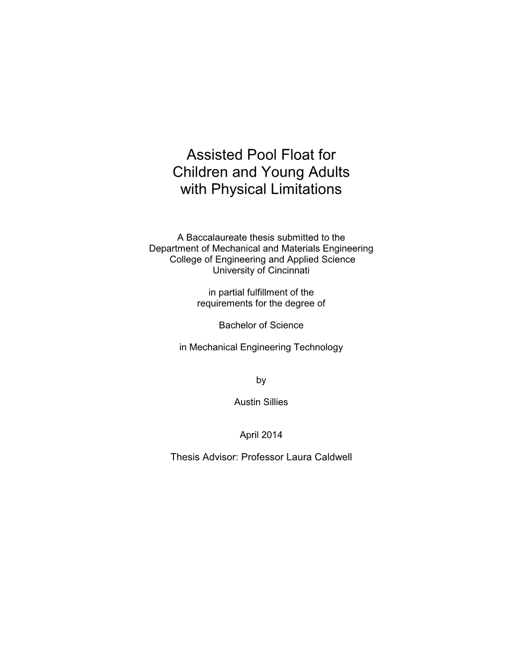 Assisted Pool Float for Children and Young Adults with Physical Limitations