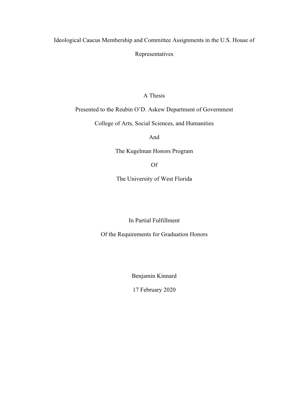 Ideological Caucus Membership and Committee Assignments in the U.S. House Of