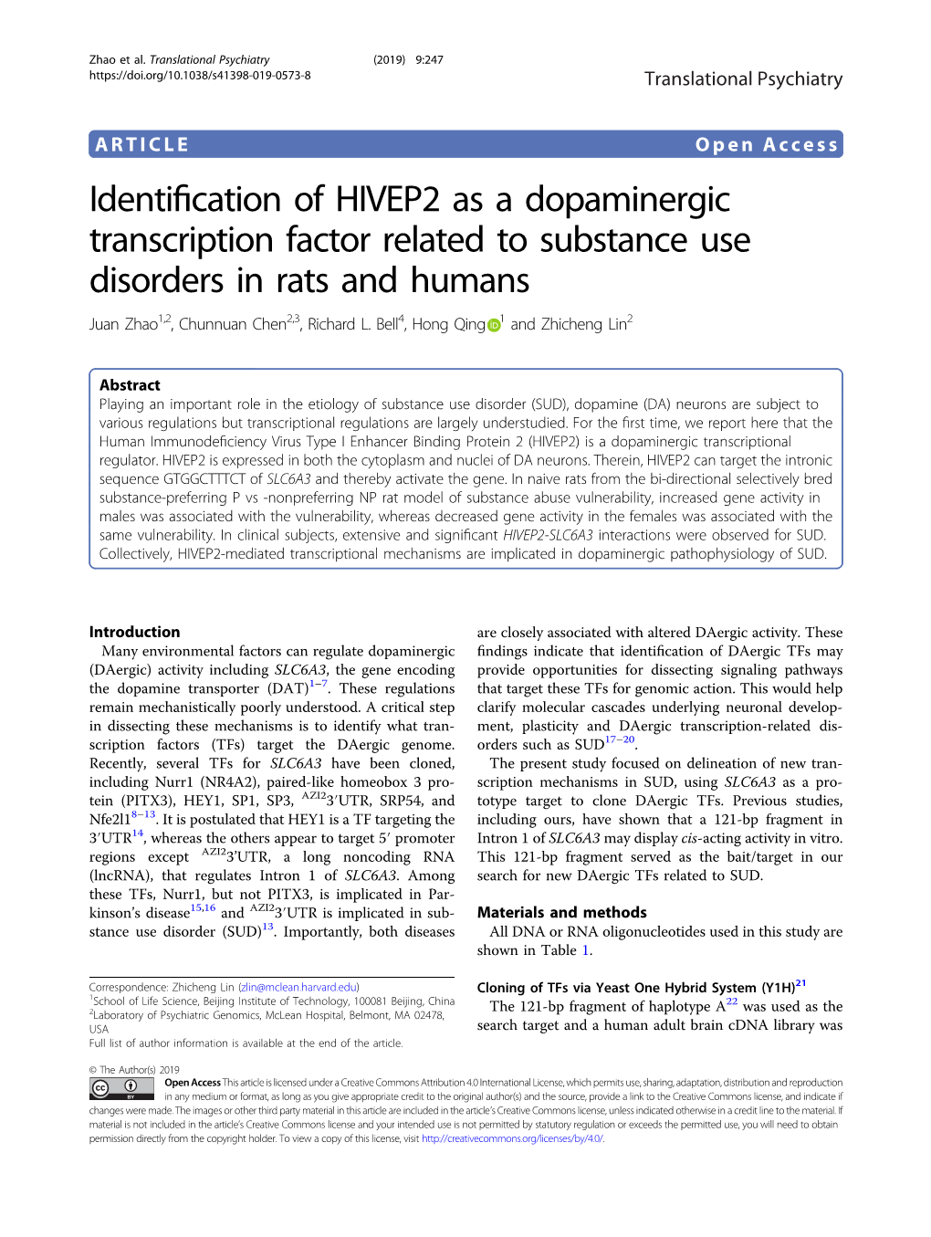 Identification of HIVEP2 As a Dopaminergic Transcription Factor