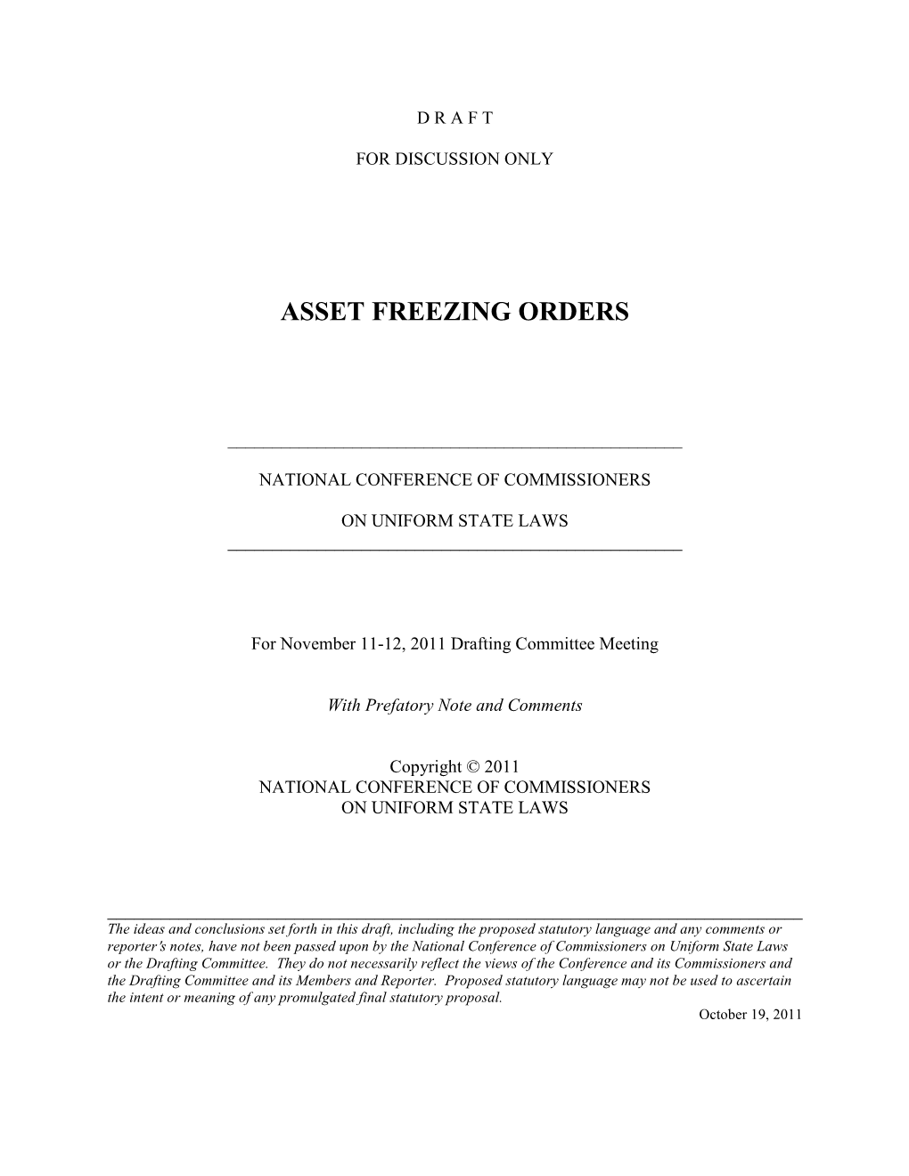 Asset Freezing Orders