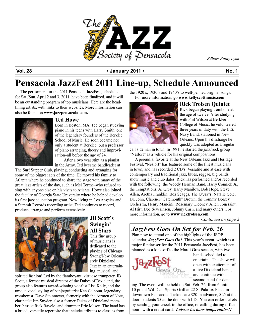 Pensacola Jazzfest 2011 Line-Up, Schedule Announced