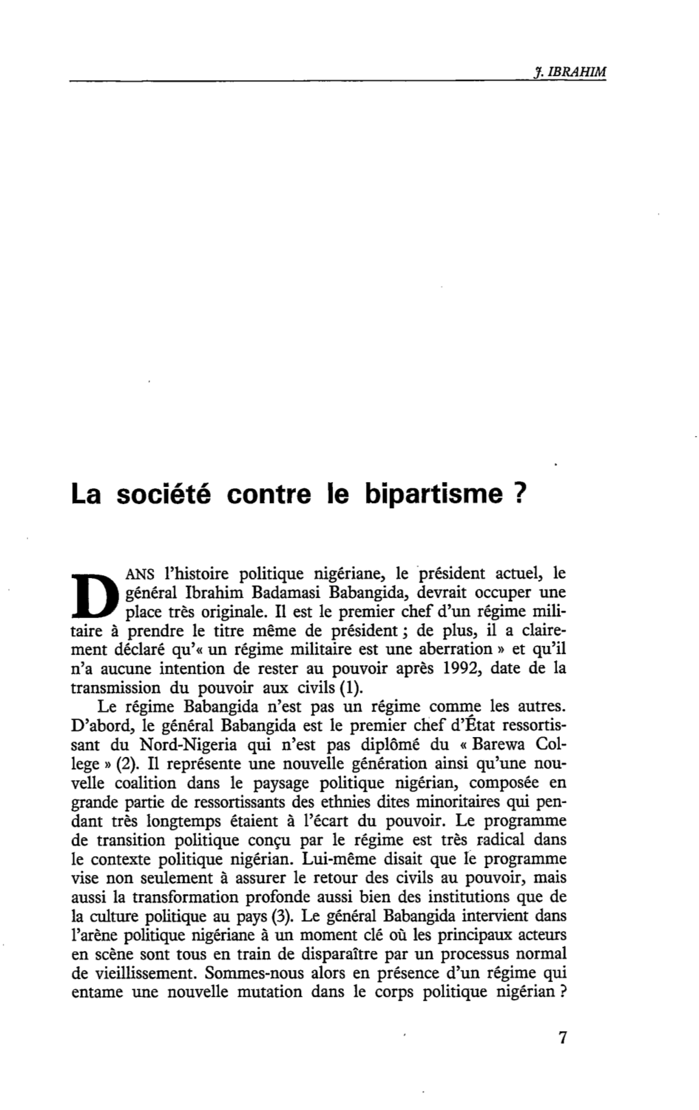 La Société Contre Le Bipartisme ?