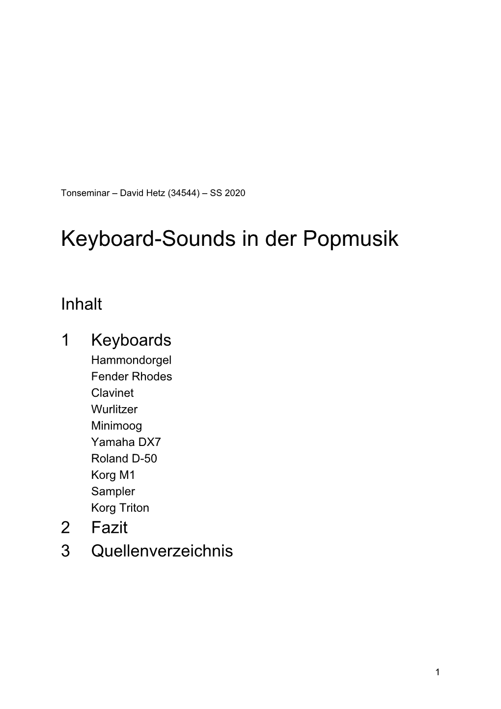 Keyboard-Sounds in Der Popmusik