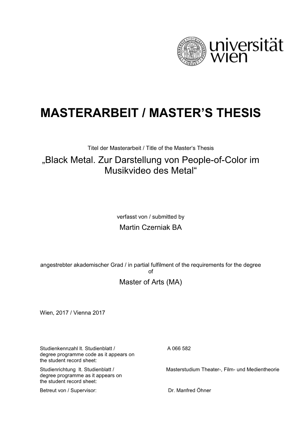 Masterarbeit / Master's Thesis