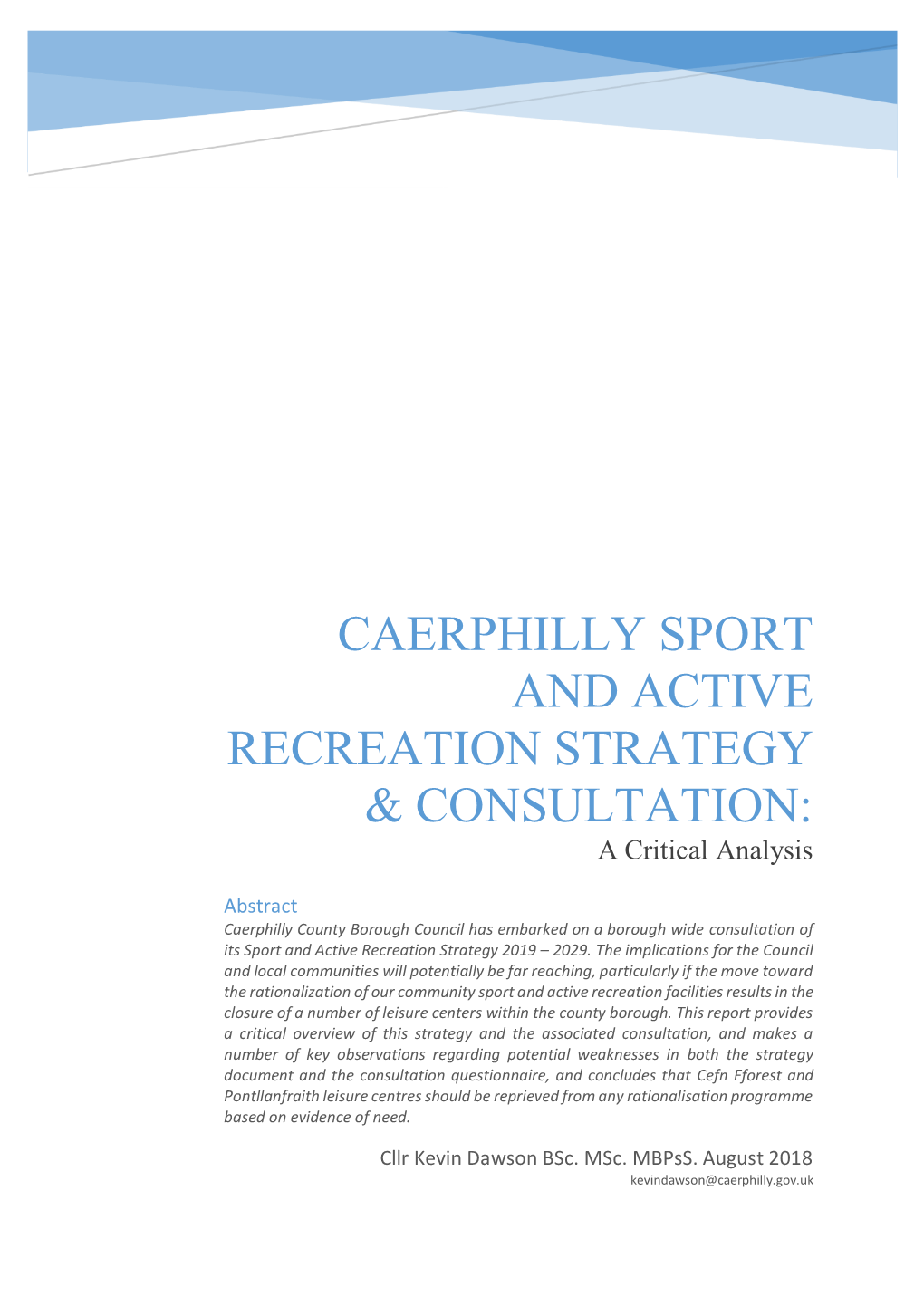 Caerphilly Sport and Active Recreation Strategy & Consultation