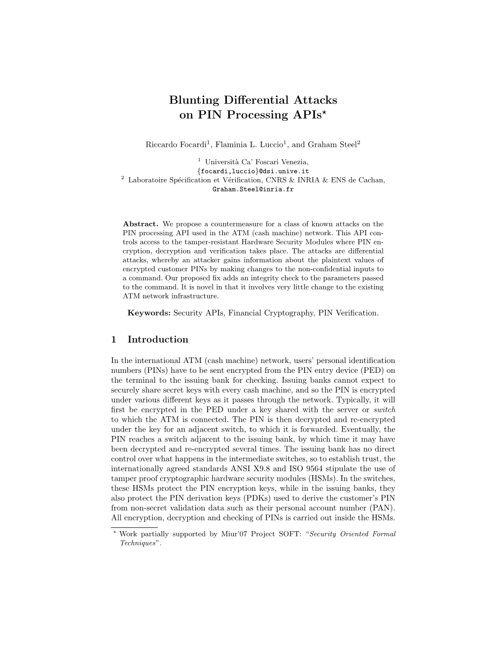 Blunting Differential Attacks on PIN Processing Apis*